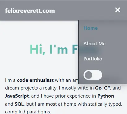 Screenshot of felixreverett website